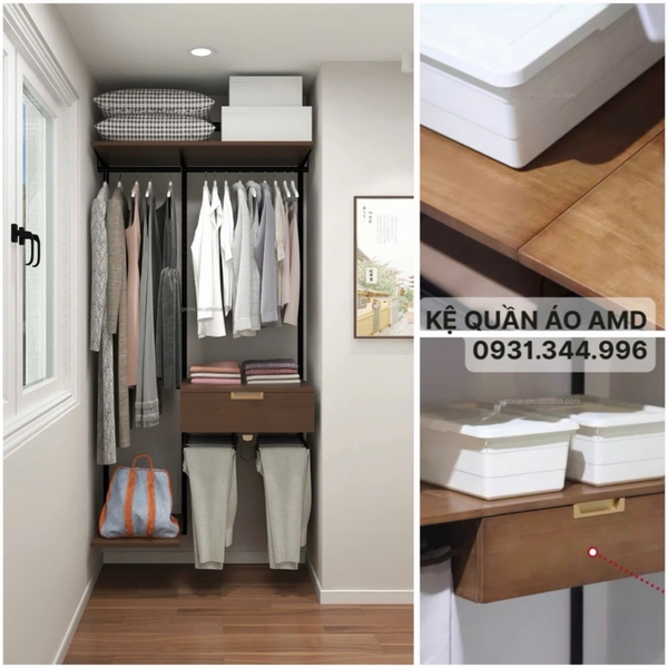 Bộ kệ quần áo AMD – Giữ nét gỗ truyền thống, nâng tầm không gian hiện đại