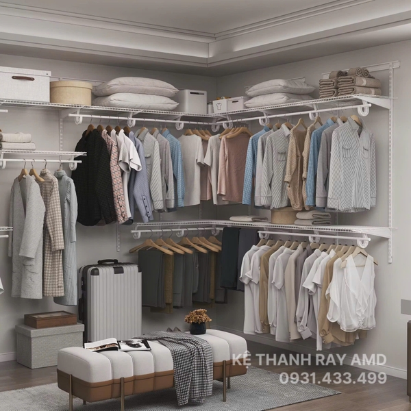 🌿 Trước khi cưới – set góc sống chung tinh gọn, tiện nghi cùng bộ kệ quần áo AMD 🌿