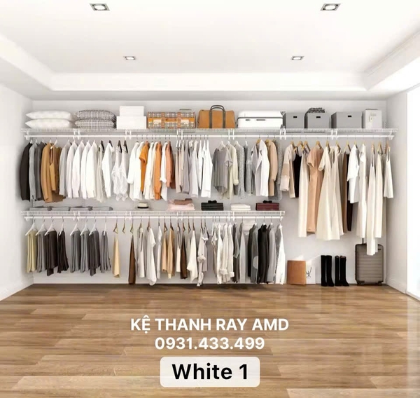 💡 Giải pháp dành cho bạn – Tủ quần áo mở với bộ kệ thanh ray của AMD