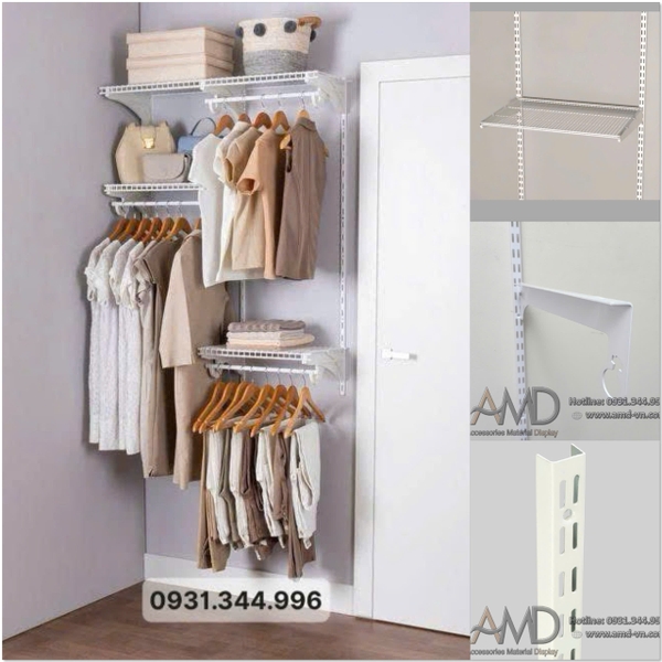 Kệ Quần Áo Lắp Ráp Thanh Ray – Một Mét Vuông Tường, Biến Hóa Thành Tủ Đồ Đẹp Mắt!