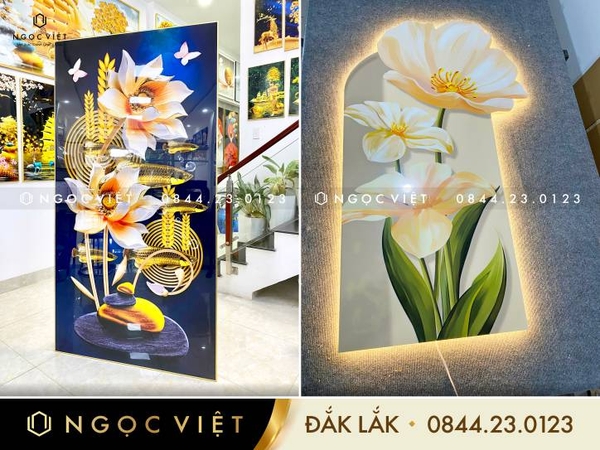 Tranh tráng gương và tranh đèn LED do Xưởng Tranh Ngọc Việt - DakLak sản xuất