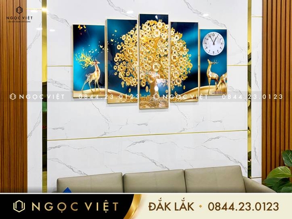 Bộ 5 Tranh 3D Cây Kim Tiền Tráng Gương | Tranh Ngọc Việt - Buôn Ma Thuột - BMT - DakLak