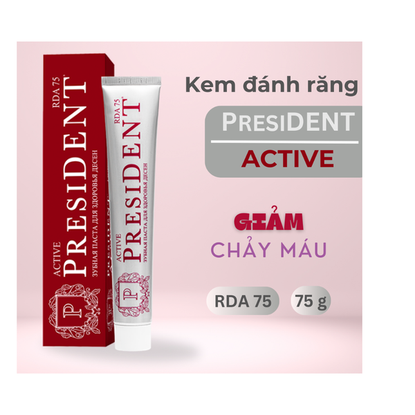 President Kem Đánh Răng Đỏ Active 75 RDA Giảm Chảy Máu Nướu Răng Và Ức ...