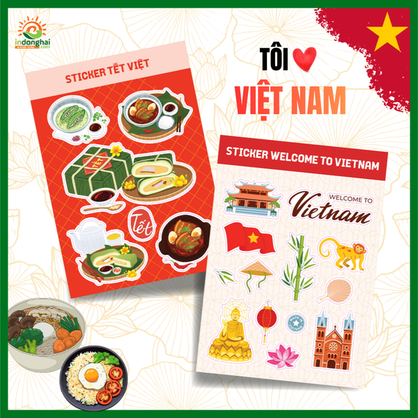 Sticker Việt Nam A6 Decal Nhựa Chống Nước: Ấn Phẩm Văn Hóa Giao Thoa