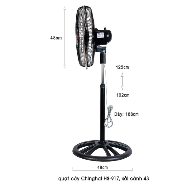 Quạt cây Chinghai HS-917, sải cánh 43cm, công suất 75w