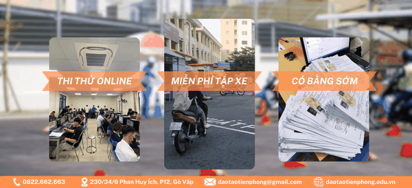 Tập xe miễn phí; Có bằng sớm; Ôn thi online