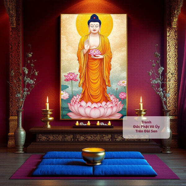 Tranh Đức Phật Vô Úy Trên Đài Sen | PG78