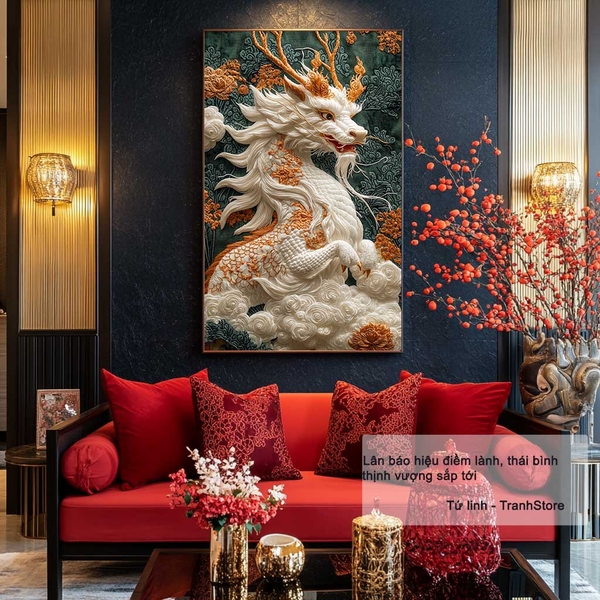 Bộ Tranh Tứ Linh Long Lân Quy Phụng Phong Cách Thêu | TL1