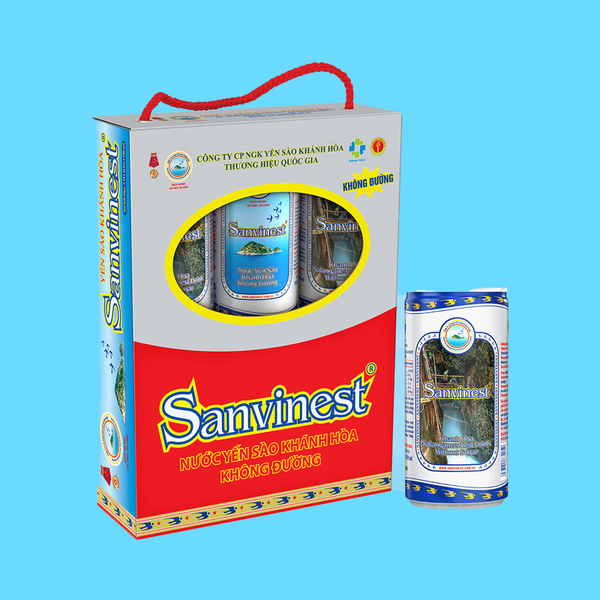 Nước yến sào Khánh Hòa Sanvinest không đường hộp 6 lon 190ml