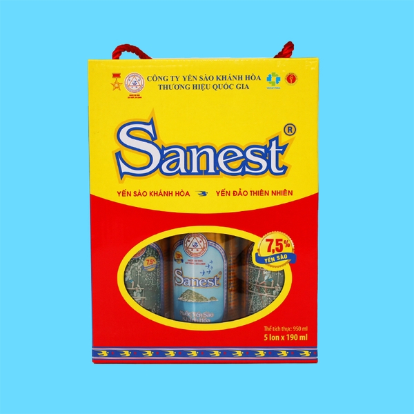 Nước yến sào Khánh Hòa Sanest hộp 5 lon 190ml