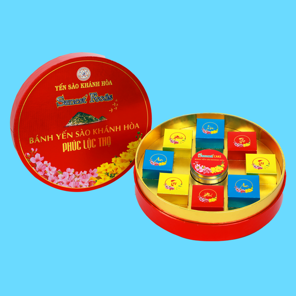 Bánh Yến sào Khánh Hòa Phúc Lộc Thọ hộp 8 bánh PLT + 1 hộp Cookie