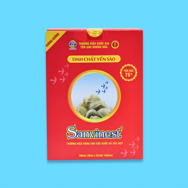 Tinh chất Yến sào Khánh Hòa Sanvinest không đường - Hộp 20 túi 25ml