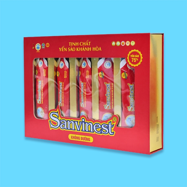 Hộp QT Tinh chất Yến sào Khánh Hòa Sanvinest không đường - 20 túi 25ml