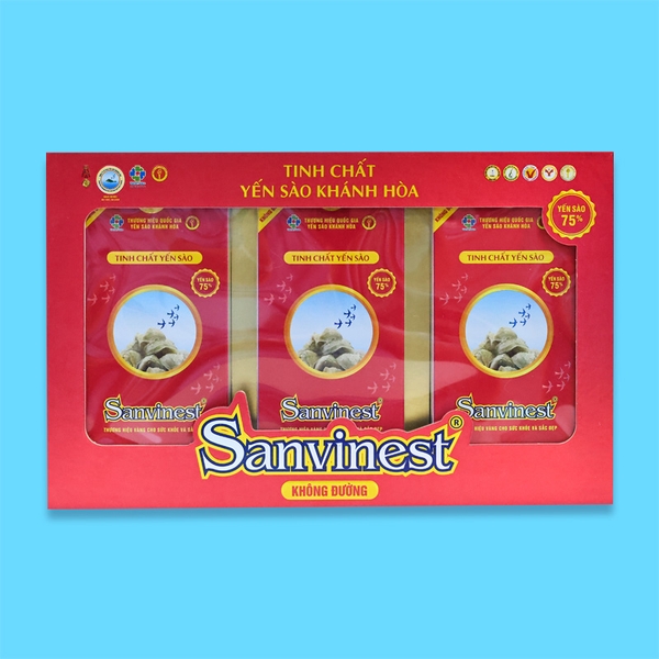 Hộp QT Tinh chất Yến sào Khánh Hòa Sanvinest không đường - 30 túi 25ml