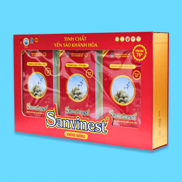 Hộp QT Tinh chất Yến sào Khánh Hòa Sanvinest không đường - 30 túi 25ml