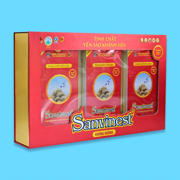 Hộp QT Tinh chất Yến sào Khánh Hòa Sanvinest không đường - 30 túi 25ml