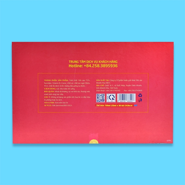 Hộp QT Tinh chất Yến sào Khánh Hòa Sanvinest không đường - 30 túi 25ml
