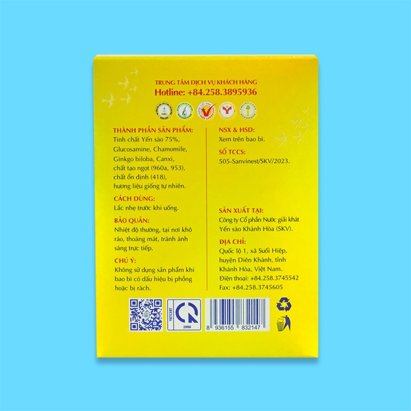 Tinh chất Yến sào Khánh Hòa Sanvinest không đường dành cho người cao tuổi - Hộp 20 túi 25ml