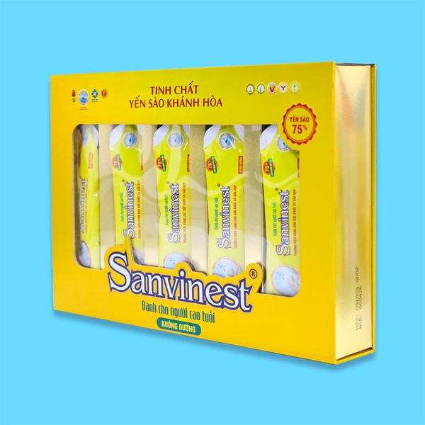 Hộp QT Tinh chất Yến sào Khánh Hòa Sanvinest không đường dành cho người cao tuổi - 20 túi 25ml