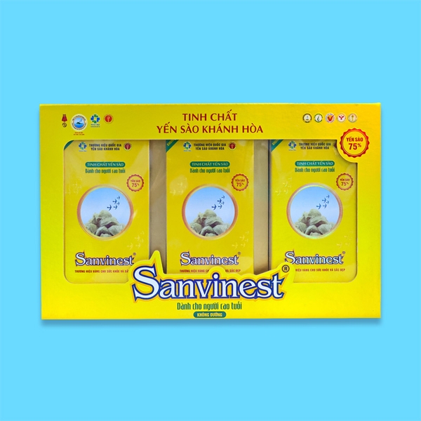 Hộp QT Tinh chất Yến sào Khánh Hòa Sanvinest không đường dành cho người cao tuổi - 30 túi 25ml