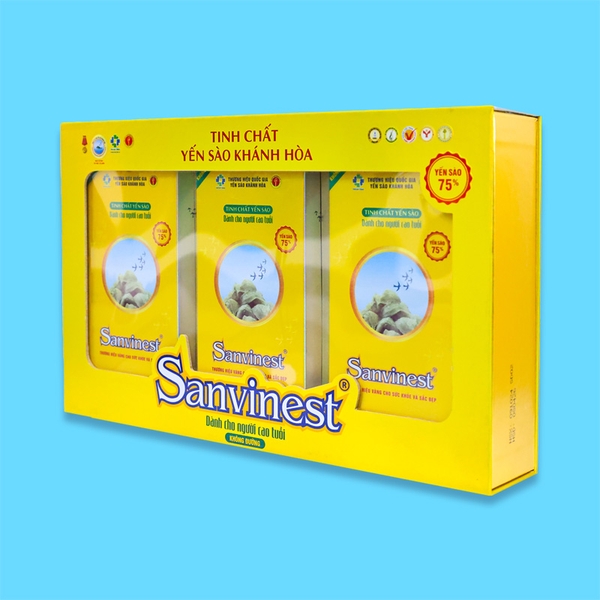 Hộp QT Tinh chất Yến sào Khánh Hòa Sanvinest không đường dành cho người cao tuổi - 30 túi 25ml