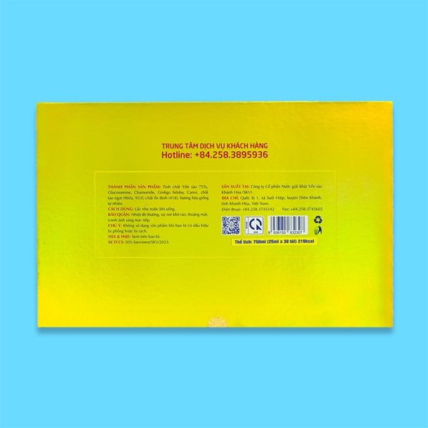 Hộp QT Tinh chất Yến sào Khánh Hòa Sanvinest không đường dành cho người cao tuổi - 30 túi 25ml