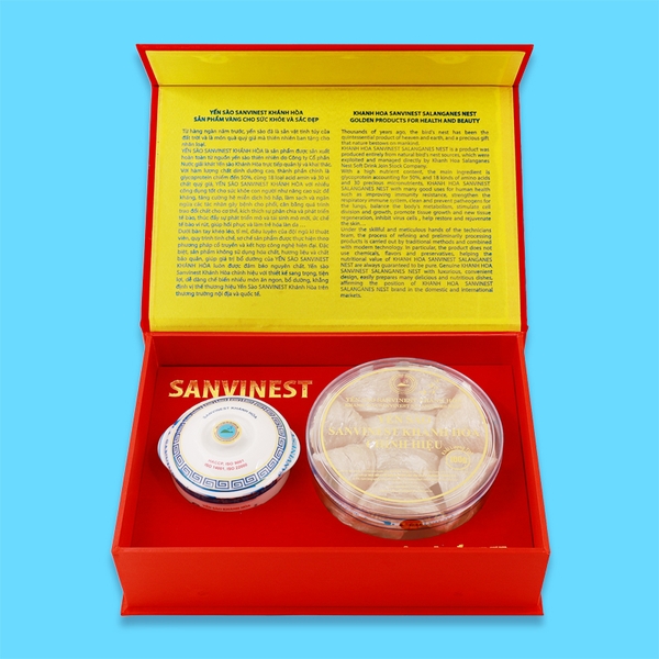 Hộp QT Yến sào Sanvinest Khánh Hòa chính hiệu nguyên tổ sơ chế 100g