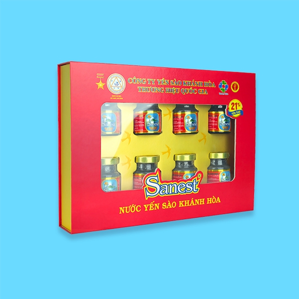 Nước yến sào Khánh Hòa Sanest hộp 8 lọ 70ml Quà tặng