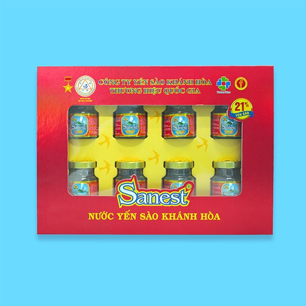 Nước yến sào Khánh Hòa Sanest hộp 8 lọ 70ml Quà tặng