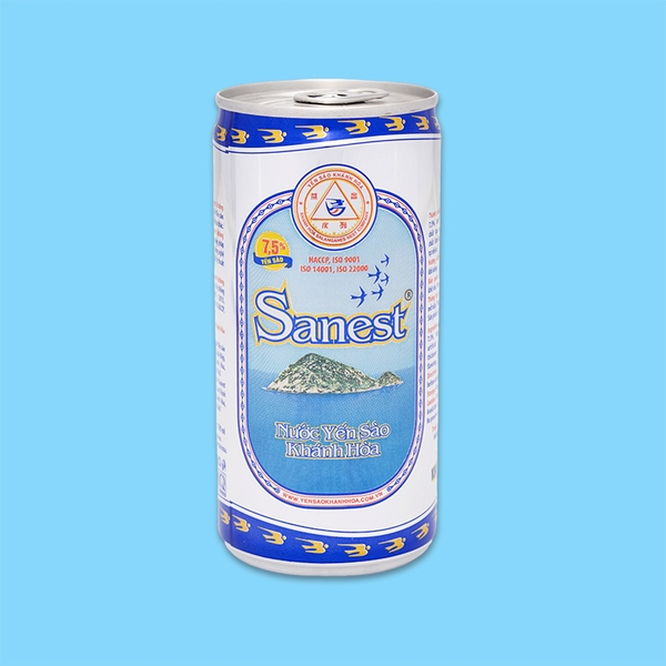 Nước yến sào Khánh Hòa Sanest không đường lon 190ml