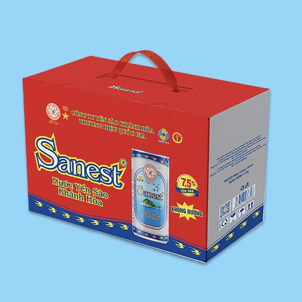 Nước yến sào Khánh Hòa Sanest không đường thùng 24 lon 190ml