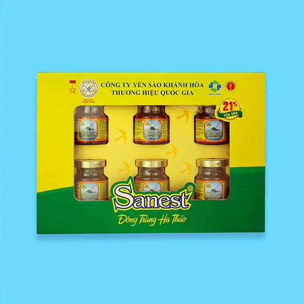 Nước yến sào Khánh Hòa Sanest Đông trùng Hạ thảo hộp 6 lọ 70ml