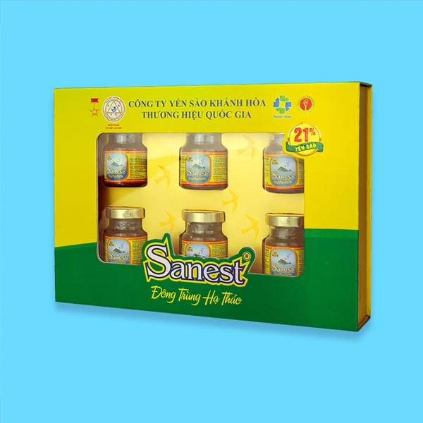 Nước yến sào Khánh Hòa Sanest Đông trùng Hạ thảo hộp 6 lọ 70ml