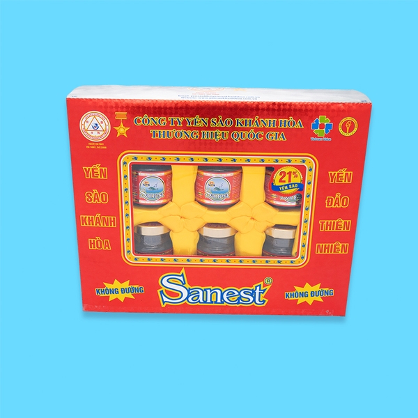 Nước yến sào Khánh Hòa Sanest không đường hộp 6 lọ 70ml