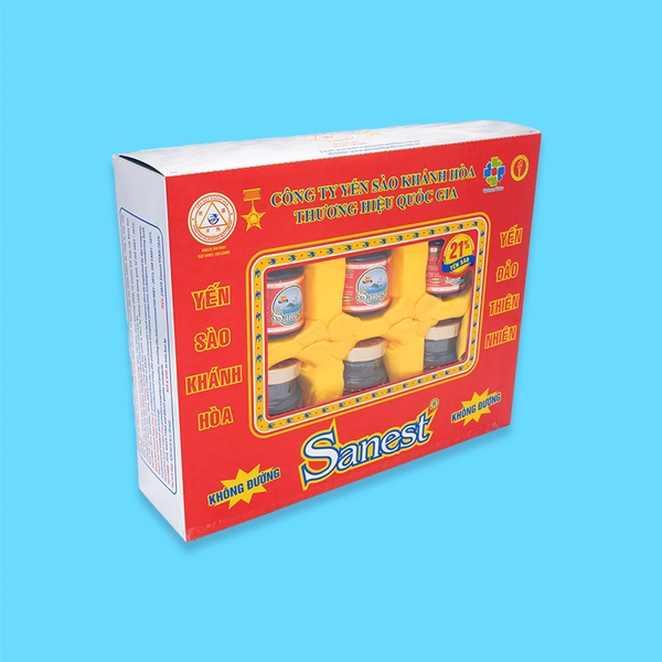 Nước yến sào Khánh Hòa Sanest không đường hộp 6 lọ 70ml