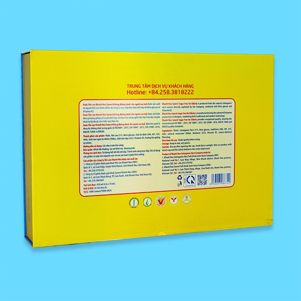 Nước yến sào Khánh Hòa Sanest không đường dành cho người cao tuổi hộp 6 lọ 70ml