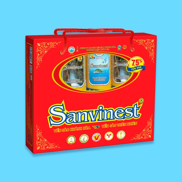 Nước yến sào Khánh Hòa Sanvinest hộp 6 lon hộp QT
