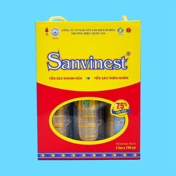 Nước yến sào Khánh Hòa Sanvinest hộp 5 lon 190ml