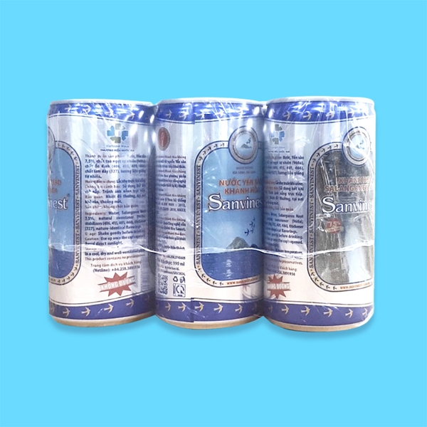 Nước yến sào Khánh Hòa Sanvinest không đường lốc 6 lon 190ml