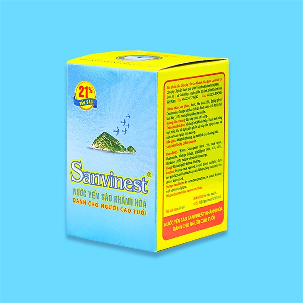 Nước yến sào Khánh Hòa Sanvinest không đường dành cho người cao tuổi lọ 70ml