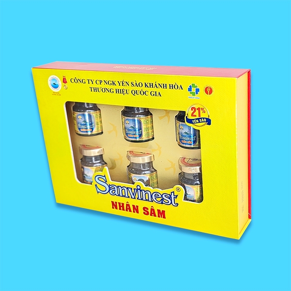 Nước yến sào Khánh Hòa Sanvinest Fucoidan nhân sâm hộp 6 lọ 70ml