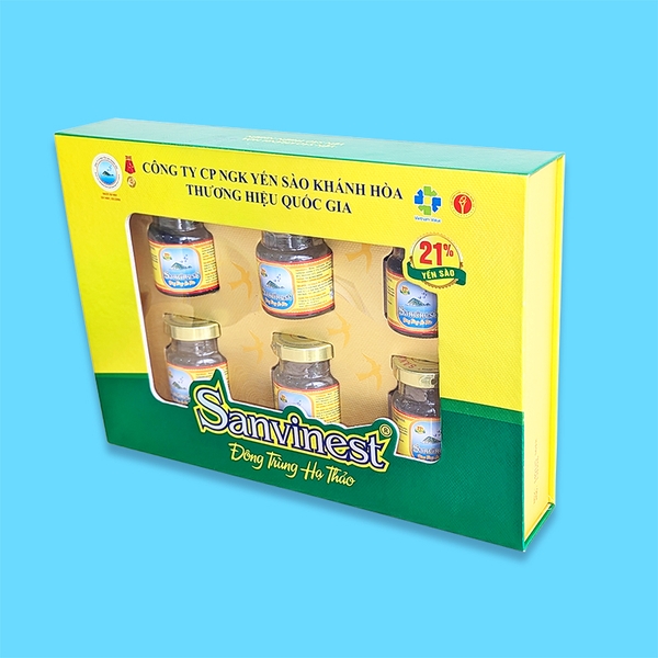 Nước yến sào Khánh Hòa Sanvinest Đông trùng Hạ thảo hộp 6 lọ 70ml
