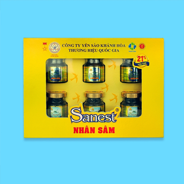 Nước yến sào Khánh Hòa Sanest Fucoidan nhân sâm hộp 6 lọ 70ml