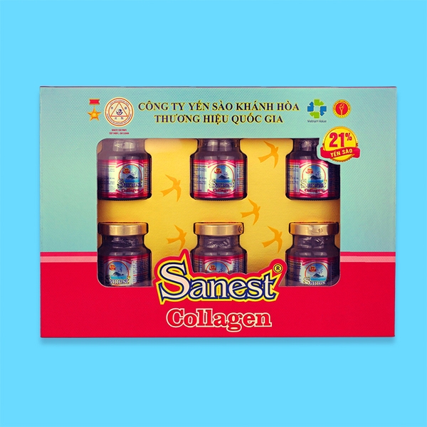 Nước yến sào Khánh Hòa Sanest Collagen hộp 6 lọ 70ml