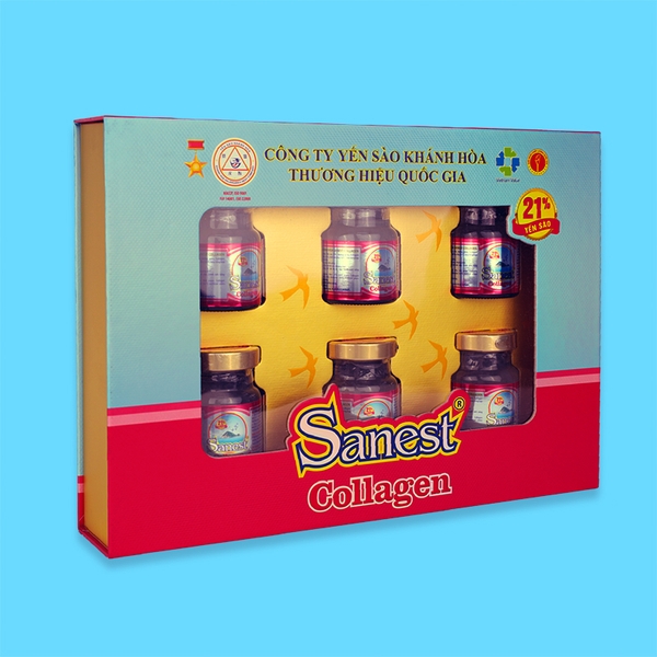 Nước yến sào Khánh Hòa Sanest Collagen hộp 6 lọ 70ml