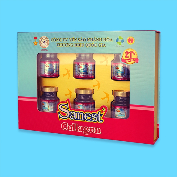 Nước yến sào Khánh Hòa Sanest Collagen hộp 6 lọ 70ml