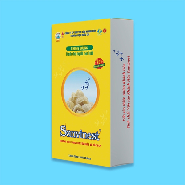 Tinh chất Yến sào Khánh Hòa Sanvinest không đường dành cho người cao tuổi - Hộp 5 túi 25ml