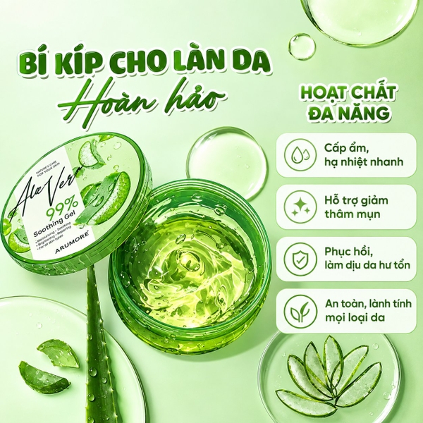 Gel dưỡng ẩm Arumore Aloe Vera Soothing Gel 300ml