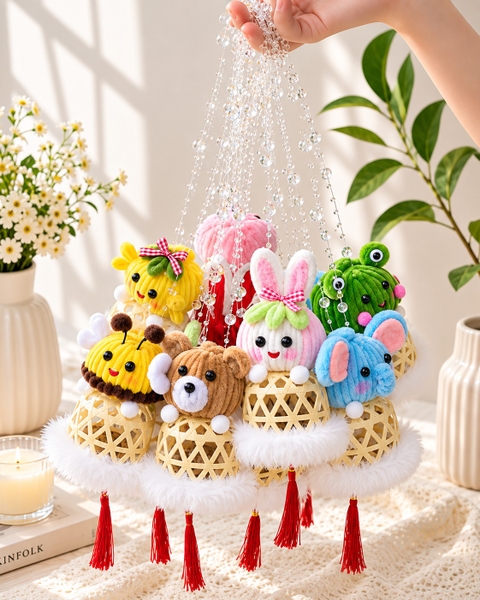 Lồng đèn kẽm nhung rọ lông