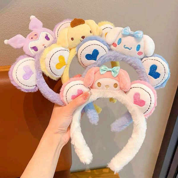 Cài tóc băng đô lông xù tim sanrio